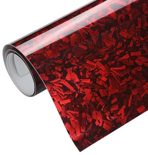 Blueshyhall Autofolie, Autofolie Muster mit Kristall Muster, Car Wrapping Folie Rot Glänzend Auto Folierung Selbstklebend Tuning Wrapping Folie Innen Außen für Auto Motorrad Fahrräd (50 x 152 cm)