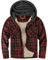 SwissWell Giacca da Uomo Giacca Flanella a Quadri Spessi Fodera di Peluche Felpa con Cappuccio Foderata Casual Uomo Felpa con Cappuccio in pile Giacca Invernale con Tasche(Grigio Rosso Nero-M)
