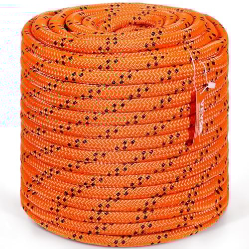 VEVOR Corde en Polyester Double tressé, 19 mm x 67,06 m, Corde d'escalade en Plein air, 24 brins, résistance à la Rupture de 88,96 KN, pour randonnée, Camping, balançoire, Sauvetage, Orange et Noir