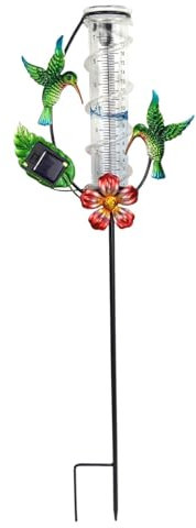 Pluviomètre Extérieur Pluviomètre De Jardin Pluviomètre Solaire D'extérieur Avec Lumière LED | Pluviomètres En Verre Avec Piquet En Métal | Pluviomètre Pour Jardin, Cour, Pelouse, Terres Agricoles