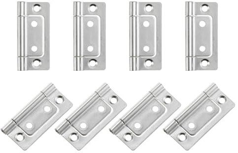 sourcing map 8 bisagras de puerta de 2 x 1 pulgadas, sin mortaja, sin ruido, bisagras de puerta plegables para electroforesis para armarios, muebles, ventanas, armarios, color plateado
