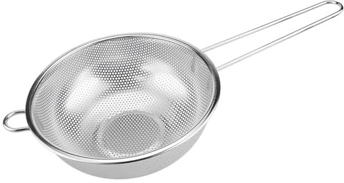 ZJIVQO Stainless Steel Fine Mesh Strainer Colander with Handle Long Handle Metal Strainer Perfect for Sift, Strain, Drain and Rinse Vegetables, Pastas and Tea