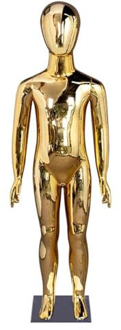 ENHEN Mannequin Ganzkörper-Kinderschaufensterpuppe Aus Glänzendem Fiberglas, Schneiderpuppe - Und Kinderkleidung für Cosplay/Geschäft, Jugendschaufensterpuppe(Gold,Height 110cm/43in)