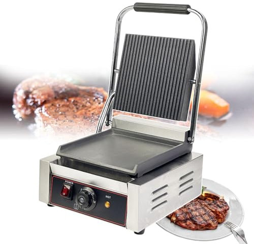 CASEGO Parrilla eléctrica para sándwiches con Revestimiento Antiadherente, sandwicheras y prensas para Pan, Control de Temperatura de 50-300 ℃, para sándwiches (Smooth)