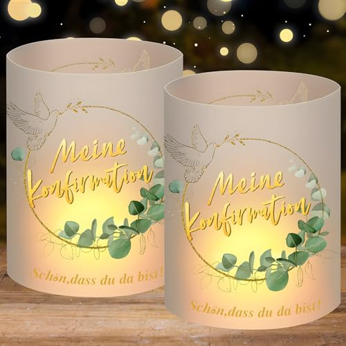 16 Windlicht Fisch Tischdeko, Deko Konfirmation Taufe, Erst Konfirmation Tischdeko, Taufe Junge Mädchen Schön DASS du da bist für Kommunion Deko