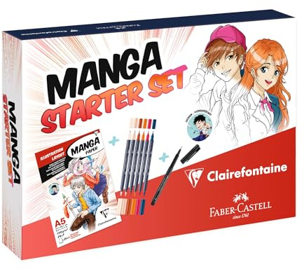 Clairefontaine 976157C - Manga Starterset, DIN A5, Komplettset zum Erlernen und Entdecken der Comics Maltechnik, 1 Set