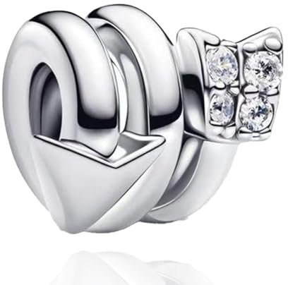 Amuefer Geschwungener Pfeil Charms für Armbänder 925 Sterling Silber mit Cubic Zirkonia Anhänger für Halsketten Geburtstag Weihnachten Schmuck Geschenke für Frauen