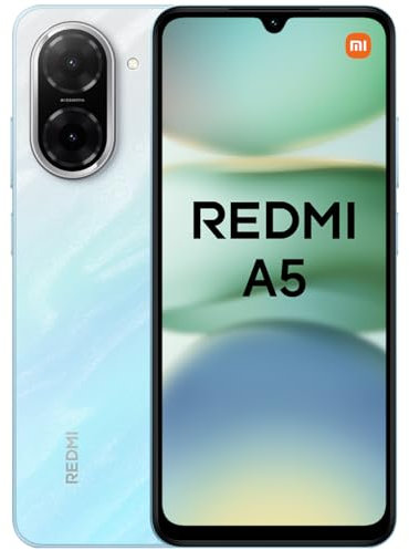 Redmi A5 Smartphone, 4+128GB, Blu, dual camera con AI da 32MP, ampia batteria da 5200mAh (typ), potente processore octa-core, display immersivo da 6,88 a 120Hz (caricatore non incluso)