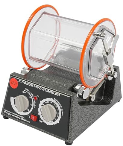 Poliermaschine Polierperlen Trommel Schmuck Tischgerät Glasbehälter Elektromotor Elektrische Poliermaschine mit 5 Geschwindigkeiten für Werkstatt und Hobby (A)