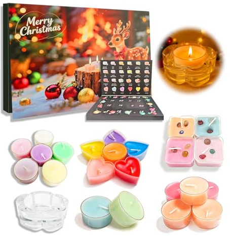 Adventskalender 2025 Frauen, Duftkerzen Adventskalender Kerzen 2025, Weihnachtskalender 2025 für Frauen, 24 Tage Countdown Teelichter Geschenke für Damen Mama Schwester Freundin