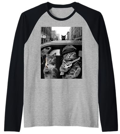 Lustiger Gangster Katze Spruch Mafia Mobster Noir Humor Women Me Raglan