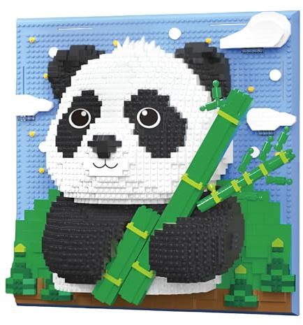Fuleying Panda-Bausteine-Set, 3D-Tier-Wandbild-Bausatz, Mikro-Mini-Klemmbausteine für das Homeoffice, kreatives Geschenk für Erwachsene und Kinder ab 8 Jahren (2064 Teile)