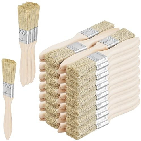 LEXININ 60 Pcs 1 Inch Small Chip Paint Brushes, 25mm Paint Brushes with Wood Handle for Painting, Stains, Varnishes