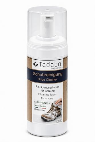 Tadabo Schuhreinigung 150 ml | Schuhreiniger für Sneaker, Leder, Wildleder, Nubukleder, Veloursleder & Kunstleder | Reinigung für Wanderschuhe, Trekkingschuhe, Sportschuhe & Stiefel | entfernt Flecken