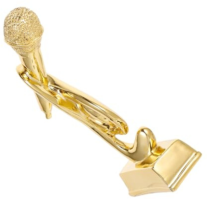 NESTINGHO Karaoke Mikrofon Pokal aus Langlebigem Harz mit Goldener Oberfläche für Wettbewerbe und Schreibtischdeko