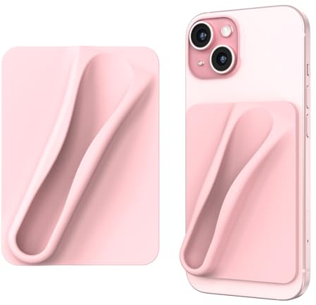 JINSI Silicone Lip Holder for Cell Phone, Lipstick Phone Case, Back Stick On Holder for iPhone and Android Phones (Pink)