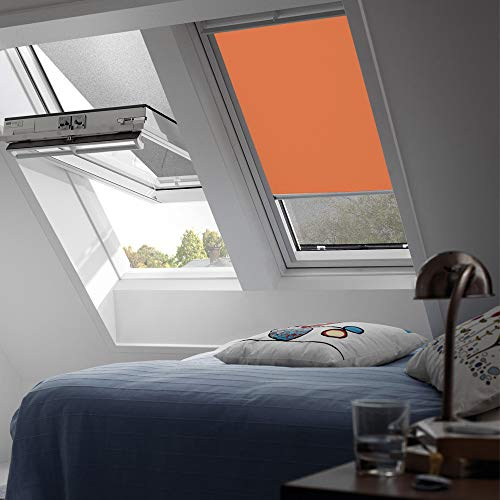 Orignal VELUX Verdunkelungsrollo DKL M06 4564S / Bedienart : Manuell / Farbe : Uni Orange / Fenstergröße : M06 / Fenstertypen : GGU, GPU, GHU, GTU, GXU, GGL, GPL, GHL, GTL, GXL