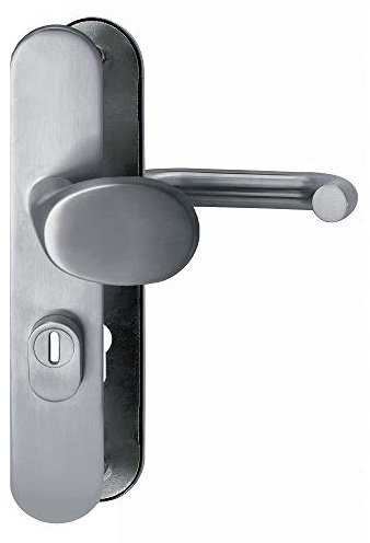 Lienbacher Schutzbeschlag Türdrücker Langschildgarnitur Edelstahl matt gebürstet Diverse Varianten (Knopf/Drücker || PZ 10/92 mm)