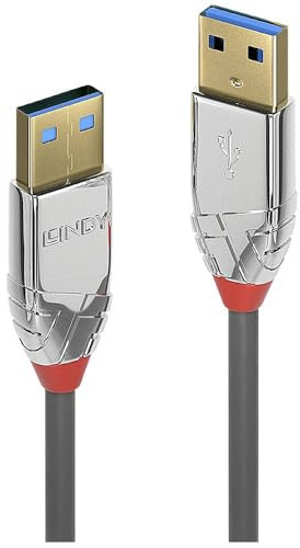 LINDY 36627 2m USB A USB A Male Grey USB cable - USB Cables (2 m, USB A, USB A, 3.0 (3.1 Gen 1), 5000 Mbit/s, Grey)