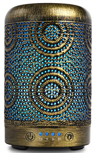 Aromatherapy Diffusers,SALKING 100ml Metal Essential Oils Diffuser,Humidifiers with 7 Colorful LED Lights, Timer and Waterless Auto-Off for Home Decor,Office,Bedroom, for Women