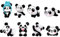 Panda Cake Topper Set - 8 Pcs Panda Gardening Doll Aquarium Decoration Playset Toys Cute Figures Party Decor