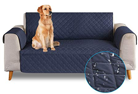 PETCUTE Sofabezug Sofaüberwurf Anti-Rutsch Sofa schonbezug wasserdichtes Sofabezüge 3 Sitzer Quilted Sofabezüge für Hunde Haustiere Dunkelblau