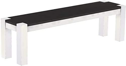 Sitzbank 160 cm Rio Kanto Ebenholz Weiss Pinie Massivholz Esszimmerbank Küchenbank Holzbank - Größe und Farbe wählbar Brasilmöbel