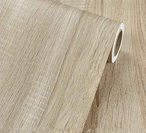 Grey Oak Teak Wood Grain Adhesive Paper Peel Stick Vinyl Film Furniture Cabinets Wardrobe Decorative Sticker Wallpaper,15.8inch by 6.56ft