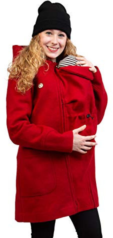 Viva la Mama - Jacke für Babytragen - Umstandsjacke warm - Mantel für Schwangere - VALENTIN Plus - rot - M