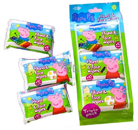 Peppa Hand and Face Wipes 10 Wipes Pack of 3 (30 Wipes)