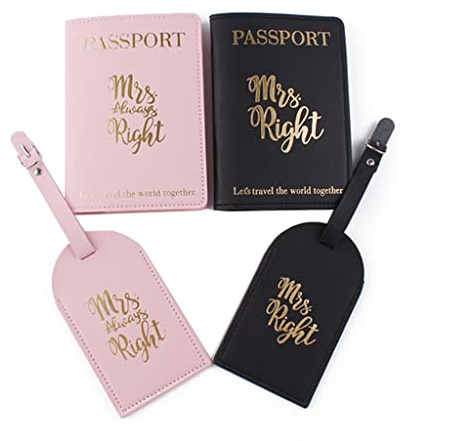 Tragbare Reisepasshüllen Mr Mrs, Gepäckanhänger, Geschenk-Set für Paare, Flitterwochen, Reisekartenschutz