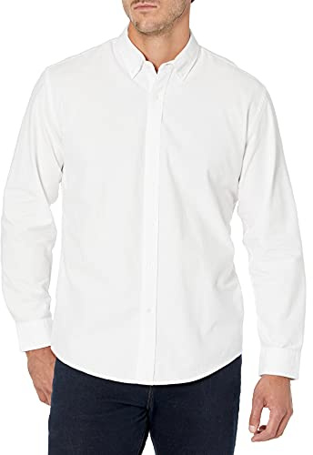 Amazon Essentials Camisa Oxford en tela elástica, de manga larga y corte recto (disponible en tallas grandes y largos especiales) Hombre, Blanco, 5XL Grande