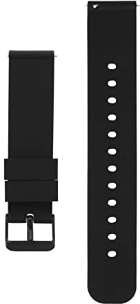 cobee Bracelets de montre en silicone, Sangles de rechange en caoutchouc souple imperméables à dégagement rapide avec boucle en acier inoxydable plaqué argent(22mm-Noir avec boucle noire)