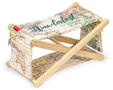 Legami - Kopfstütze aus Holz, mit gepolstertem Kissen, 2 Seitentaschen mit Reißverschluss, für den Einsatz am Strand oder im Schwimmbad, Maße: 25,5 x 17 cm, Motiv: Travel, einzigartig