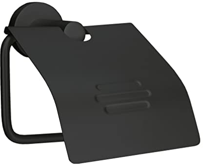 Kleine Wolke Rollenhalter mit Deckel Apollo Nero, Wandaccessoire, Farbe Schwarz, Material: Aluminium