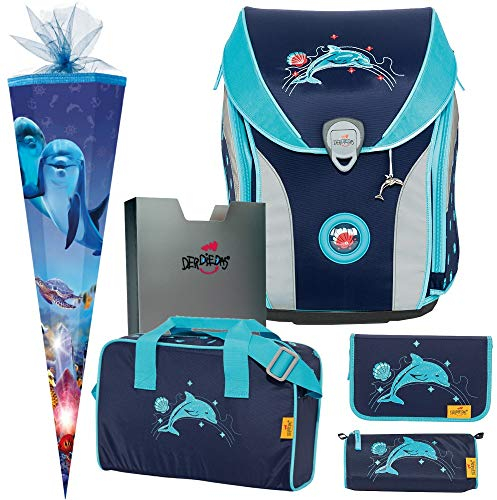Glitter Dolphin - Delphin - DerDieDas ErgoFlex MAX Schulranzen-Set 6tlg. - SCHULTÜTE GRATIS DAZU