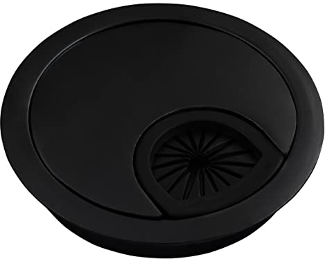 McPower Kabeldurchführung WB-02 | Ø70mm | Metall, schwarz | für Schreibtisch, Möbel, Arbeitsplatten | Einlassdurchführung mit 57mm Lochmaß