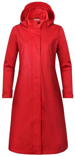 rhythm of the rain Regenmantel Damen lang wasserdichter Regenparka | Regenjacke Trenchcoat tailliert, atmungsaktiv winddicht mit Innenfutter, abnehmbare Kapuze, Übergangsmantel Parka Outdoor