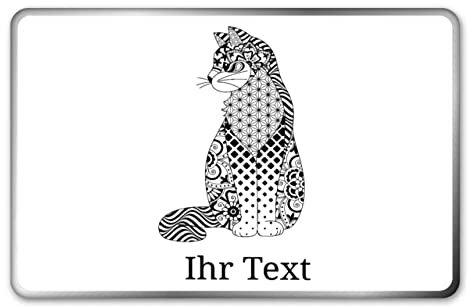 gravur-farbik.de – personalisierbare eckige Dose mit Name oder Wunschtext – Zentangle Katze Motiv – bedruckte Geschenkdose – ideale Keksdose, Metalldose, Plätzchendose