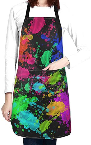 Sorktse Künstlerschürze mit 2 Taschen, wasserdicht, bunt, Malschürze, Kochschürze, Lätzchen für Damen und Herren, Unisex, verstellbarer Hals, Artist-3 (Künstler/, 28 x 33In