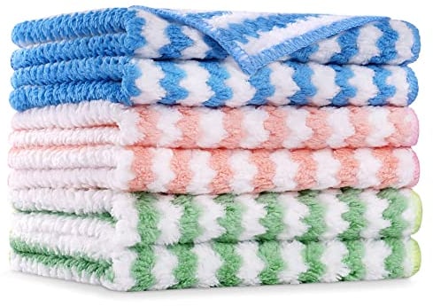Vicloon Microfiber Cleaning Cloths, 6Pcs Super Absorbent Microfibre Cleaning Cloth,Reusable Microfiber Dish Cloths,Multipurpose Cleaning Towels for House,Kitchen, Size 30 x 30 cm