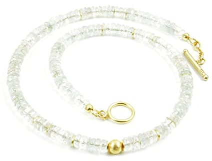 Aquamarin-Collier mit vergoldetem Silber, hellblau facettiert