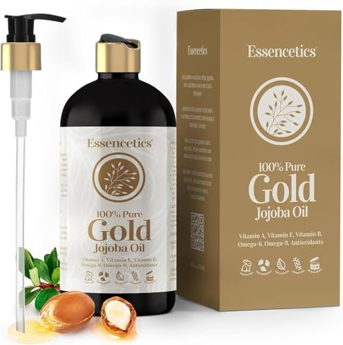 Essencetics Bio Jojobaöl 473 ml - 100% Reines, Kaltgepresstes Jojobaöl für Haut, Körper, Gesicht & Haare - Feuchtigkeitsspendendes Öl für Anti-Aging und Massage (16 oz)