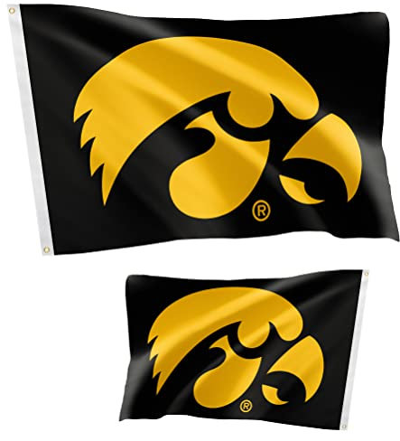 University of Iowa Flaggen, doppelseitig, Hawkeyes-Banner, 100 % Polyester, für drinnen und draußen, 7,6 x 12,7 cm (doppelseitig – Flagge 1)