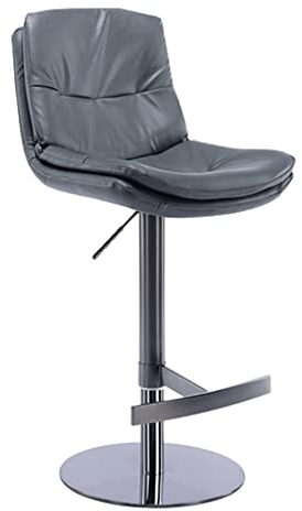 LIOONS stylischer Tresenhocker Barhocker PU-Leder Titan schwarz gebürsteter Edelstahl drehbarer Hebe-Barhocker mit höhenverstellbarer Rückenlehne Stabil und robust