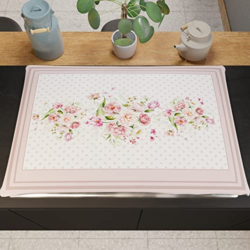 PETTI Artigiani Italiani - Accessori Tessili da Cucina, Copri Fornelli 46x70 cm in Microfibra, Coprifornello Elegante per Gas e Induzione, in Stampa Digitale Pois Cipria, 100% Made in Italy