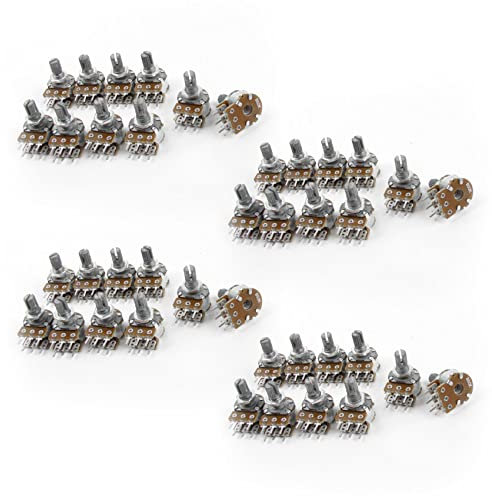 Keavenoy 40 Stueck Oben Einstellung Linear Doppel Geriffelten Welle Potentiometer 50K Ohm B50K