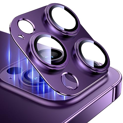 Esanik (2 Stück Kameraschutz für iPhone 14 Pro/iPhone 14 Pro Max Kamera Schutz, Panzer Schutz Glas Aluminiumlegierung Linsenschutz Camera Screen Protector