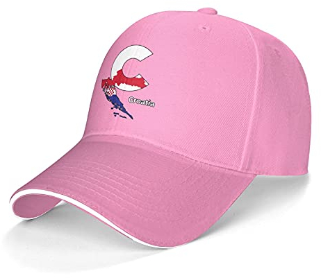 934 Herren Damen Snapback Kappe Kroatien-Anfangsbuchstabenkarte Und Flagge Distressed Basecap Verstellbar Baseballkappe Vintage Basecap Für Sport Laufen Wander