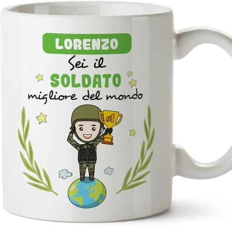 Mugffins Tazza Personalizzata in ceramica per SOLDATO uomo 11 oz / 350 ml - In italiano - Sei migliore del mondo - Idea regalo per compleanno, anniversario, natale, laurea